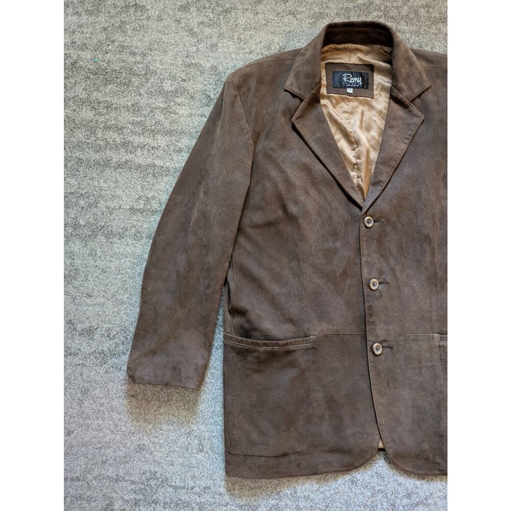 Vintage Remy Leather Suede Mens 3-Button Blazer Jacket Size 42 Made In USA - Picture 3 of 16